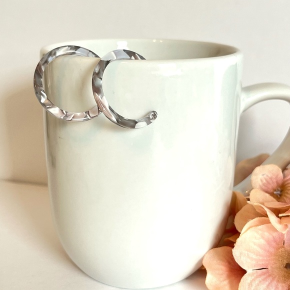 Gray Mini Resin Hoop Earrings - Picture 6 of 6